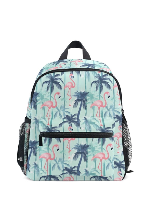 Flamingo Summer Palm Tree Pattern School Backpack Student Bookbag Mini Bag