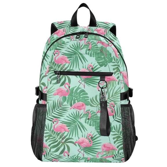 ALAZA Flamingo Tropical Leaves Pattern School Backpack Travel Laptop Bag College Bookbag Casual Daypack for Women Men