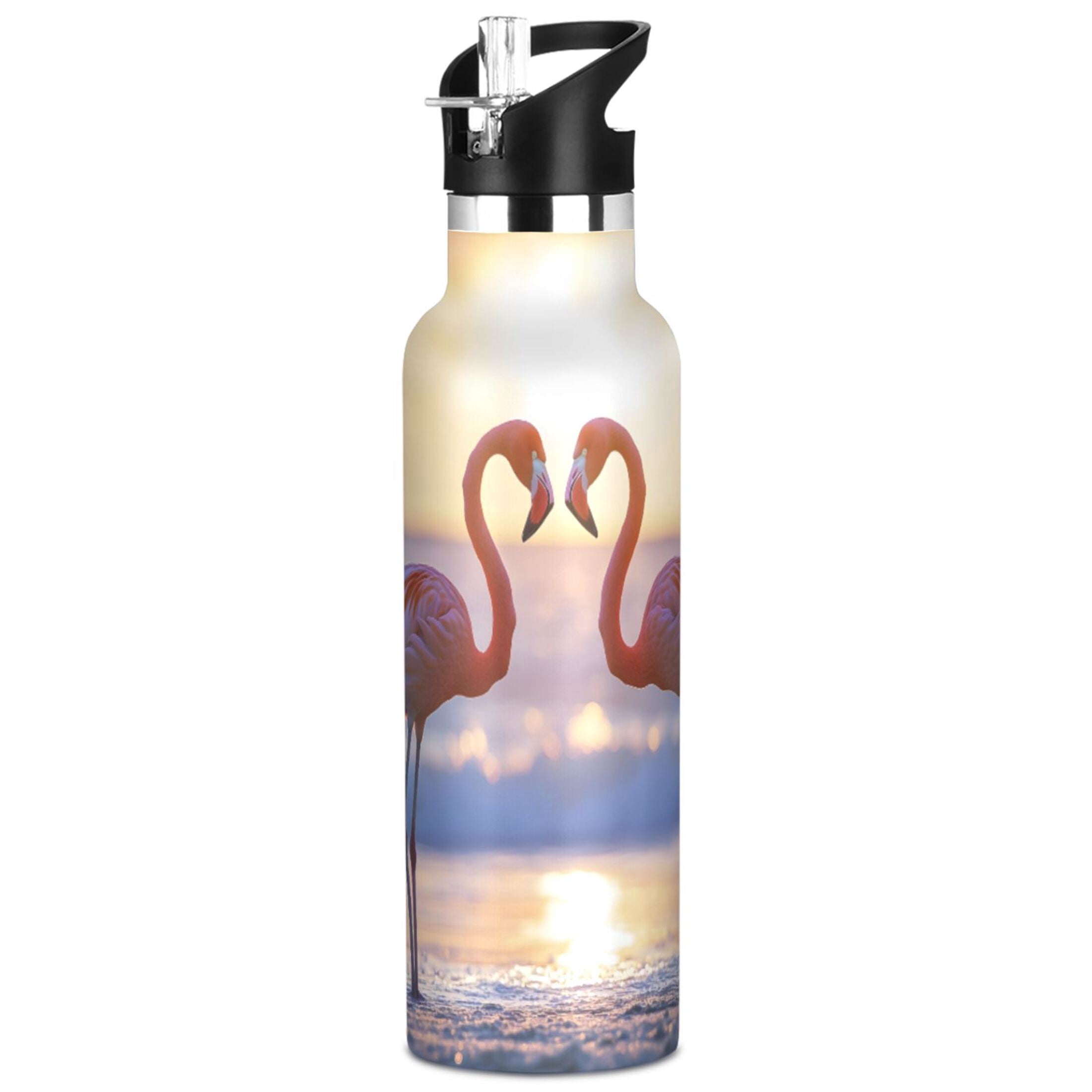 ALAZA Flamingos in Sunset Pattern Stainless Steel Water Bottle Vacuum ...