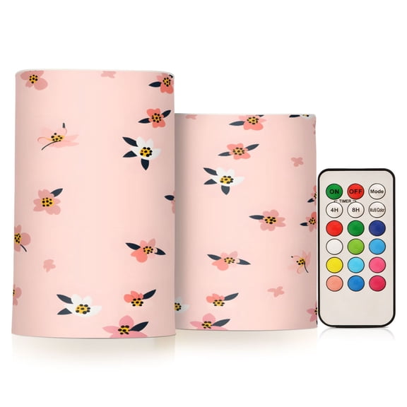 ALAZA Floral 2 PCs LED Flickering Flameless Candles with Remote Timer Battery Operated Candle