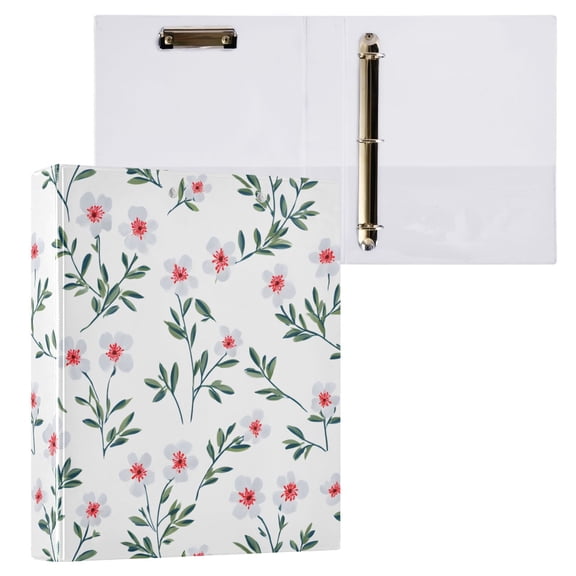ALAZA Floral Leaf Hardcover 3 Ring Binder 1.5" D-Rings with Interior Pockets Binders School 1 PC