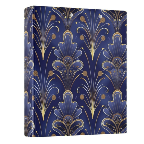 ALAZA Floral Royal Blue & Gold Damask 3 Ring Binder 1.5 Inch Three Ring Office Binders w/ clipboard & 3 pockets, Hold 200 Sheets, 1 pc
