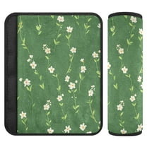 ALAZA Floral on Green Car Seat Belt Adjuster Neck Covers Shoulder Cushions Pads S