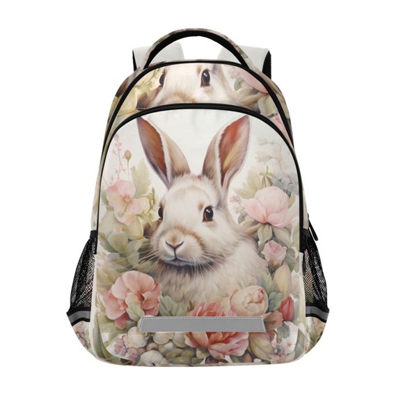 ALAZA Floral on Rabbit Backpack Elementary School Bag Bookbag Travel Rucksack