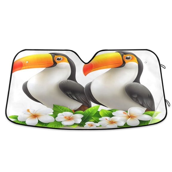 ALAZA Flower Bird Leaf Windshield Sun Shade Car Foldable Sun Visor Block UV Rays Protector 55"x27.6"