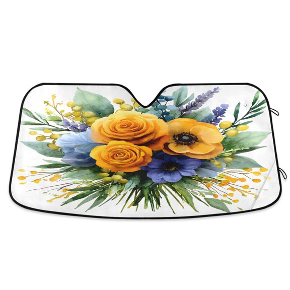 ALAZA Flower Bouquet Windshield Sun Shade Car Foldable Sun Visor Block UV Rays Protector 53"x23.5"
