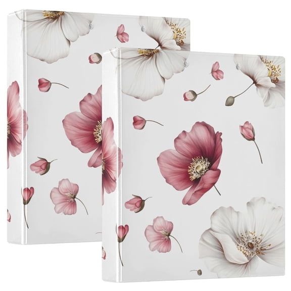 ALAZA Flower Hardcover 3 Ring Binder 1.5" Round Rings Interior Pockets Binders Organizer 2 Pack