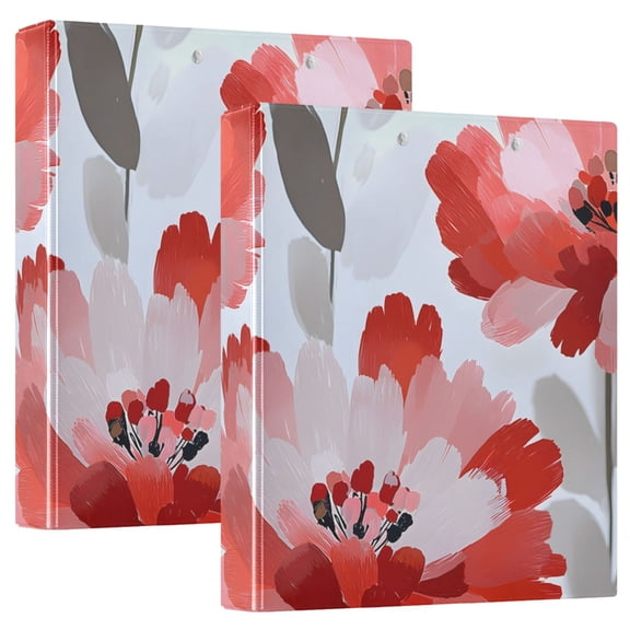 ALAZA Flower Oil Paint Hardcover 3 Ring Binder 1.5" Round Rings Interior Pockets Binders Organizer 2 Pack
