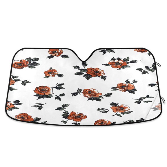 ALAZA Flower Rose Windshield Sun Shade Car Foldable Sun Visor Block UV Rays Protector 53"x23.5"