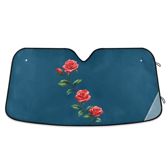 ALAZA Flower Roses Windshield Sun Shade Car Foldable Sun Visor Block UV Rays Protector 53"x23.5"