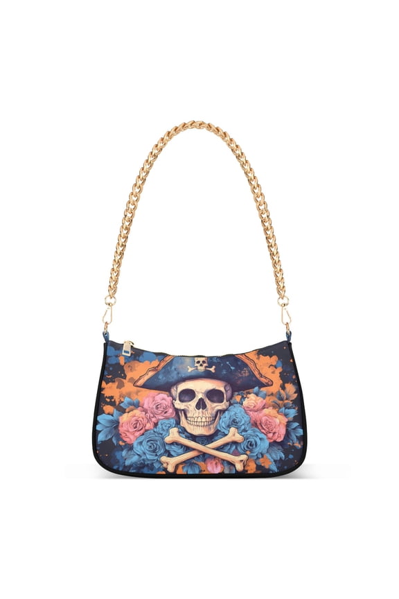 Flower Skeleton Pirate Women's Chain Shoulder Bag Hobo Handbag Tote Crossbody Purse