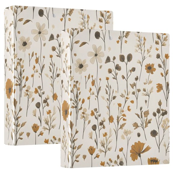 ALAZA Flower-a1 Hardcover 3 Ring Binder 1.5" Round Rings Interior Pockets Binders Organizer 2 Pack