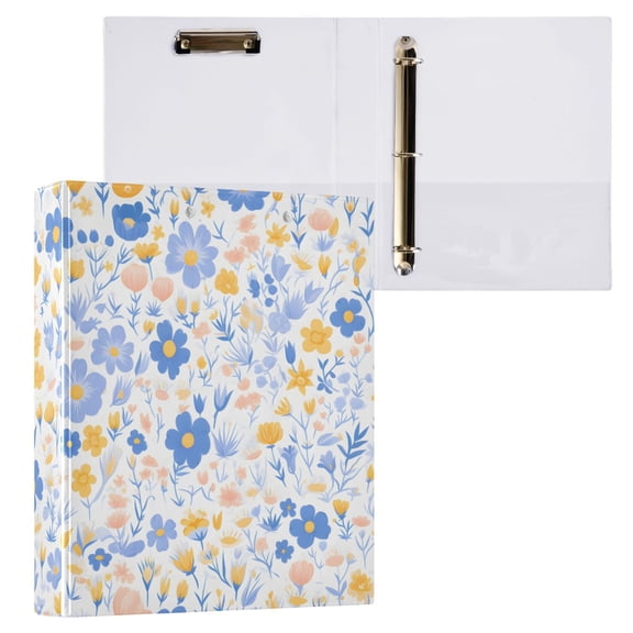 ALAZA Flower-a6 Hardcover 3 Ring Binder 1.5" Round Rings Interior Pockets Binders Organizer 1 Pack