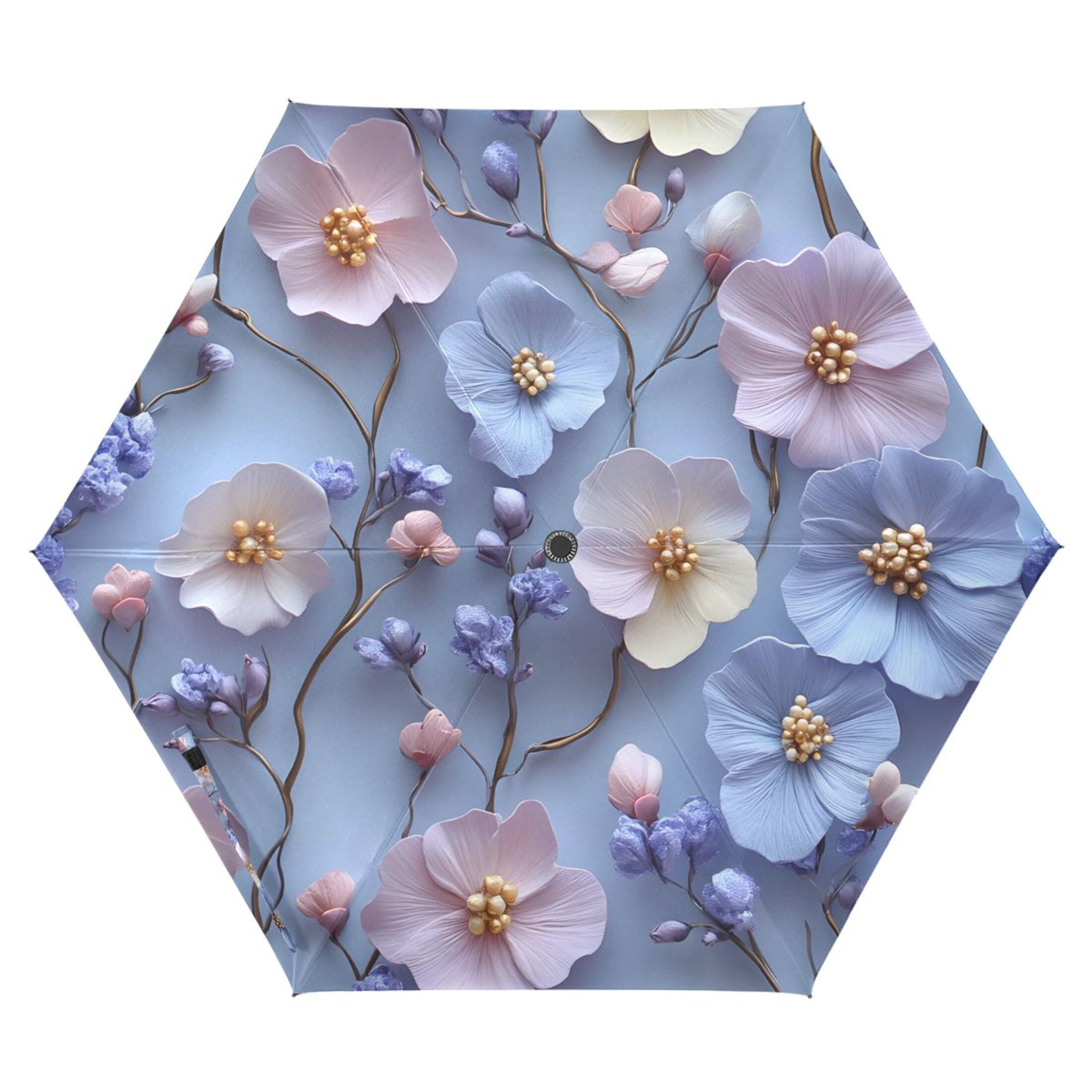 ALAZA Flower-a8 UPF 50+ Compact Folding Umbrella for Rain Travel Umbrella Packable