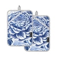 thumbnail image 1 of ALAZA Flower with Blue Pot Holders Set of 2 Heat Resistant Kitchen Oven Mitts, 1 of 7