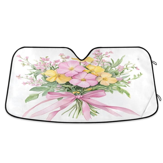 ALAZA Flowers Bouquet Windshield Sun Shade Car Foldable Sun Visor Block UV Rays Protector 55"x27.6"