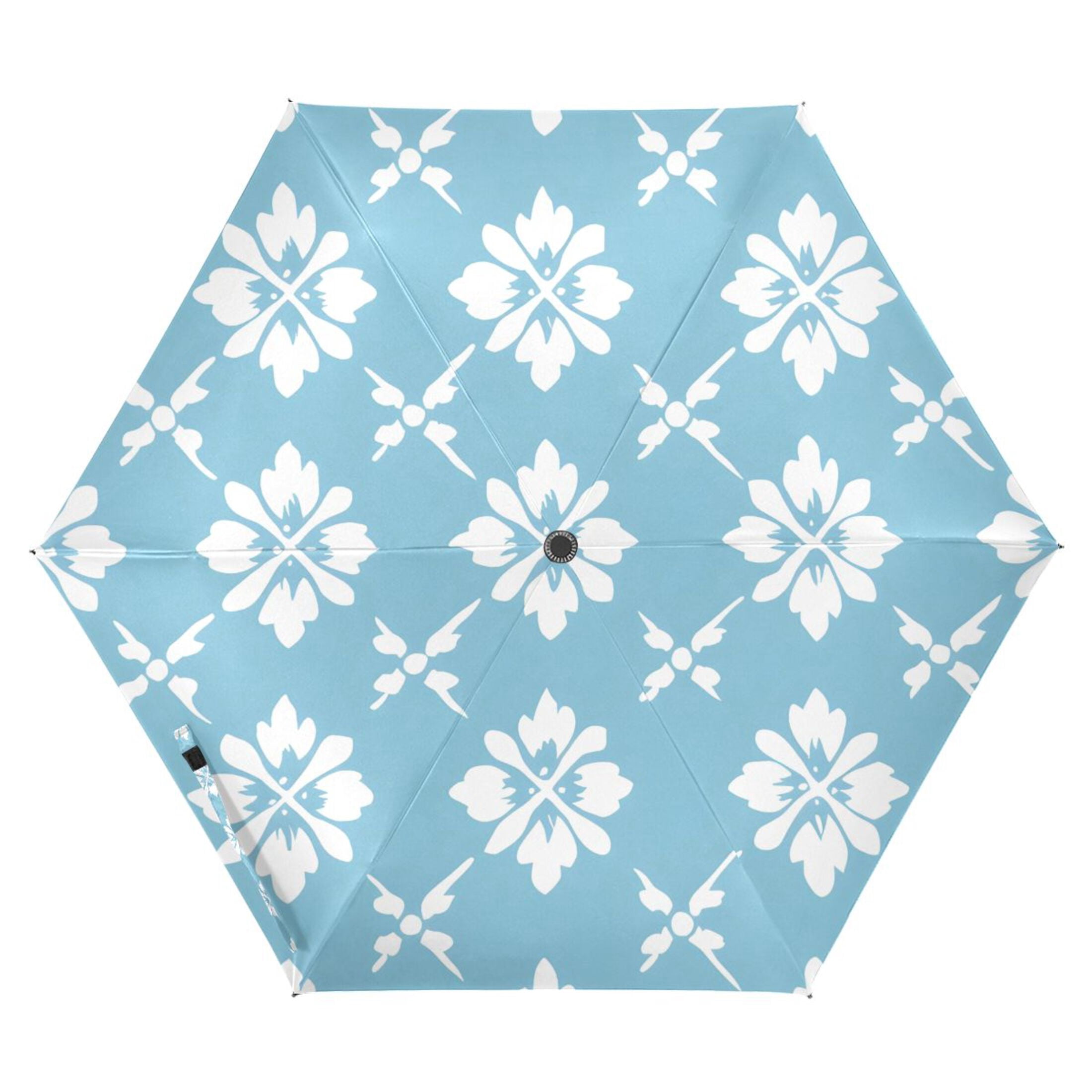 ALAZA Flowers Checkered Grid UPF 50+ Compact Folding Umbrella for Rain Travel Umbrella Packable