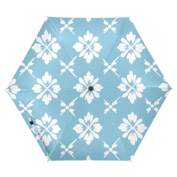ALAZA Flowers Checkered Grid UPF 50+ Compact Folding Umbrella for Rain Travel Umbrella Packable