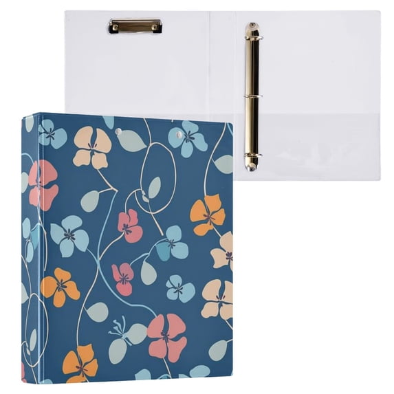 ALAZA Flowers Floral Hardcover 3 Ring Binder 1.5" Round Rings Interior Pockets Binders Organizer 1 Pack