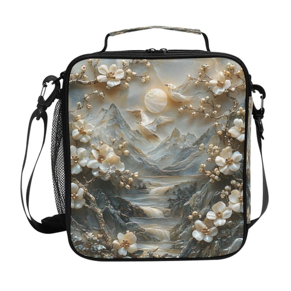 ALAZA Flowers Mountain Lunch Box Insulated Lunch Bag Reusable Thermal Cooler Tote School Picnic