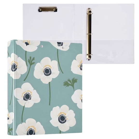 ALAZA Flowers Paint Hardcover 3 Ring Binder 1.5" Round Rings Interior Pockets Binders Organizer 1 Pack