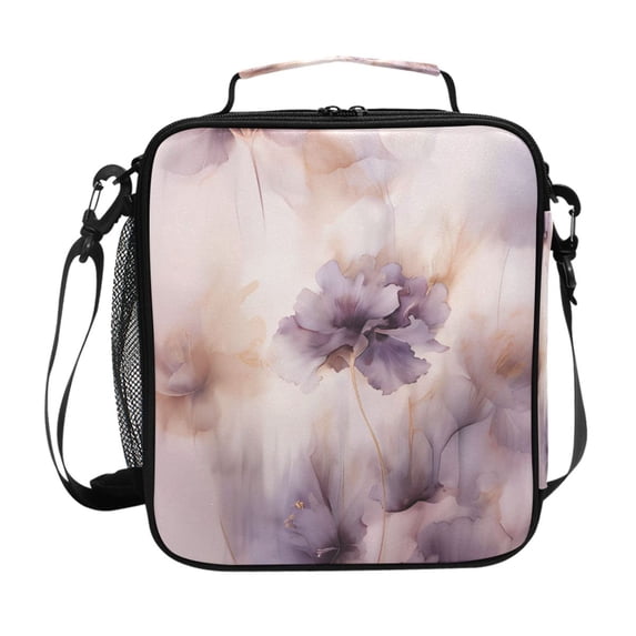 ALAZA Flowers Purple Lunch Box Insulated Lunch Bag Reusable Thermal Cooler Tote School Picnic