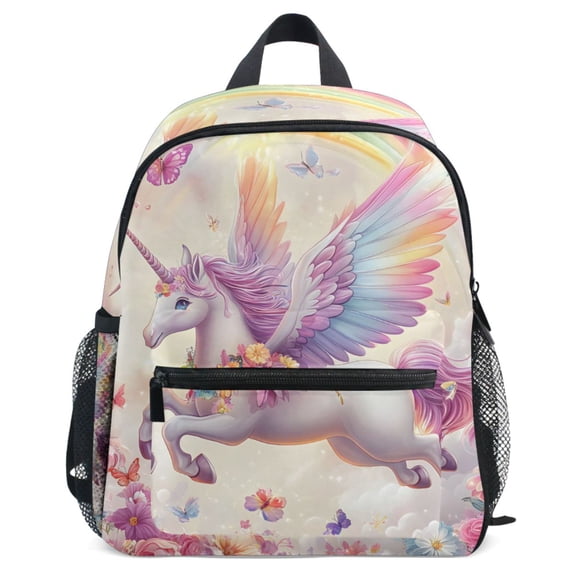 ALAZA Flying Unicorn Rainbow Butterfly Stylish School Backpack Student Bookbag Mini Bag