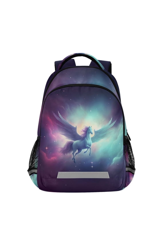 Flying White Horse Backpack Elementary School Bag Bookbag Travel Rucksack