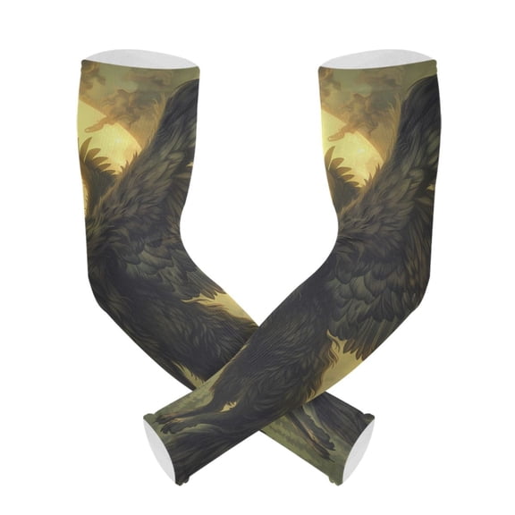 ALAZA Flying Wolf with Moon UV Sun Protection Arm Sleeves UPF 50+ Compression Cooling Sleeve 1 Pair