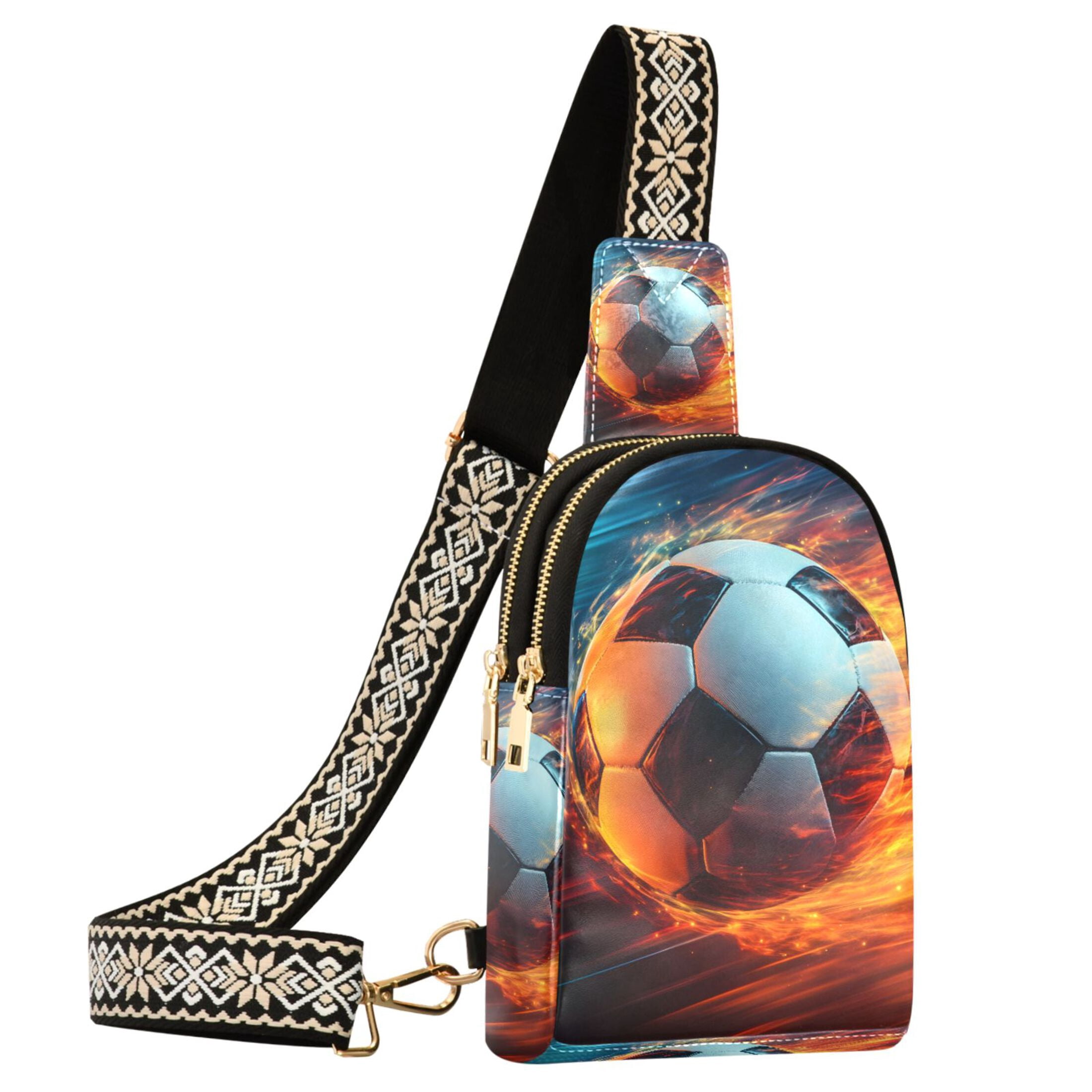 ALAZA Football Art Sling Bag for Women Men Waterproof Crossbody Chest Bags