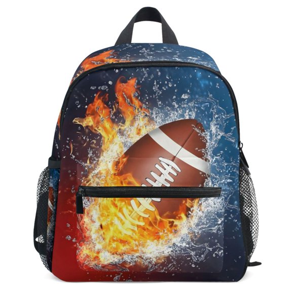 ALAZA Football Fire Ice Pattern School Backpack Student Bookbag Mini Bag