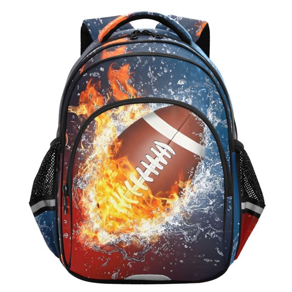 ALAZA Football Fire Ice School Backpack Elementary Bag Student Bookbag Travel Rucksack