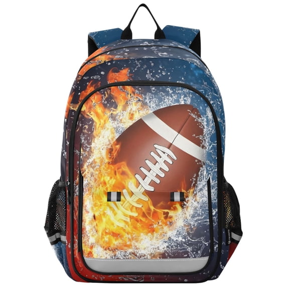 ALAZA Football Fire Ice School Laptop Backpack Travel Bag Casual Student Bookbag Rucksack