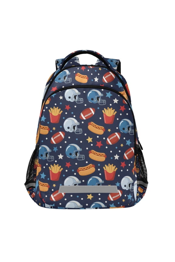 Football French Fries Pattern Backpack Elementary School Bags Student Bookbag Travel Rucksack