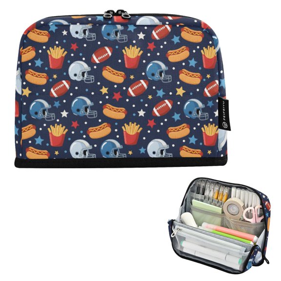 ALAZA Football French Fries Pencil Case Pen Pouch Bag Large Capacity Organizer