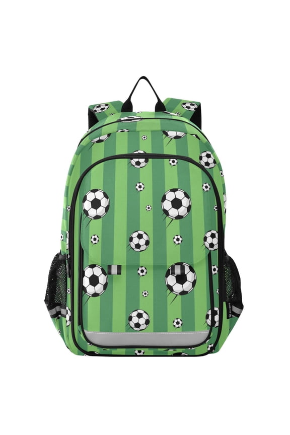 Football Green Stripes School Laptop Backpack Travel Bag Casual Student Bookbag Rucksack