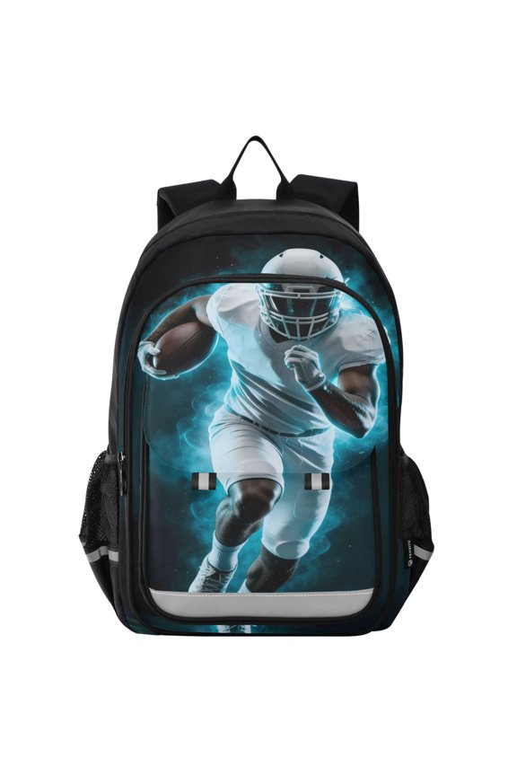 Football Player2 School Laptop Backpack Travel Bag Casual Student Bookbag Rucksack