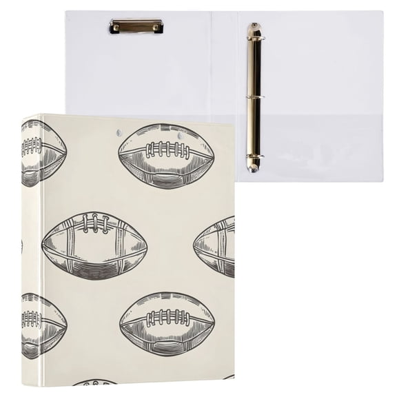 ALAZA Football Retro Rugby Hardcover 3 Ring Binder 1.5" Round Rings Interior Pockets Binders Organizer 1 Pack