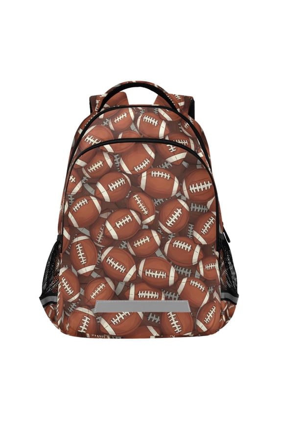 Football Rugby Ball Pattern Backpack Elementary School Bags Student Bookbag Travel Rucksack