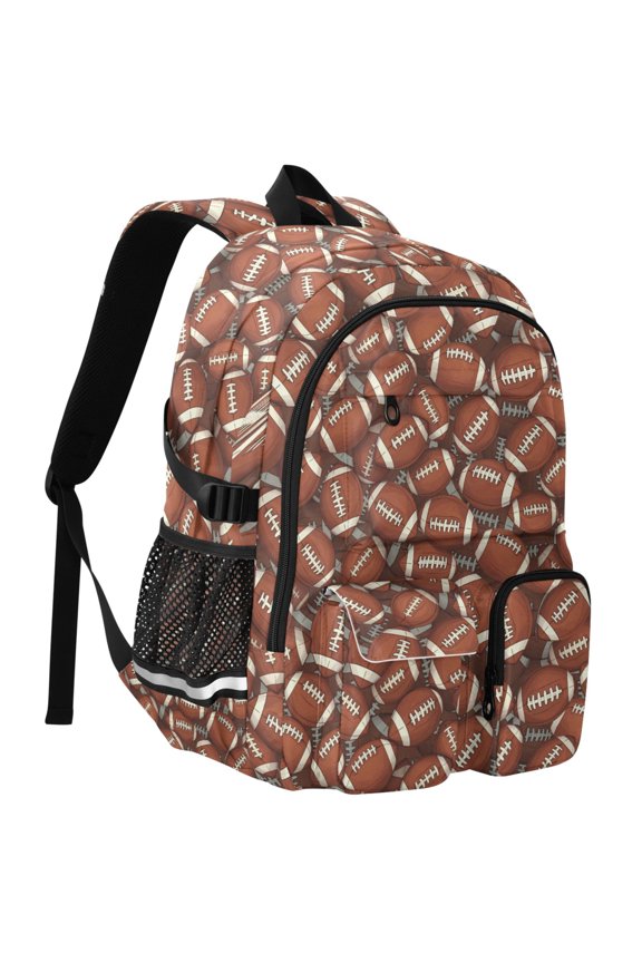 Football Rugby Ball Print Student Backpack School Bookbag Large Laptop Daypack Travel Bag