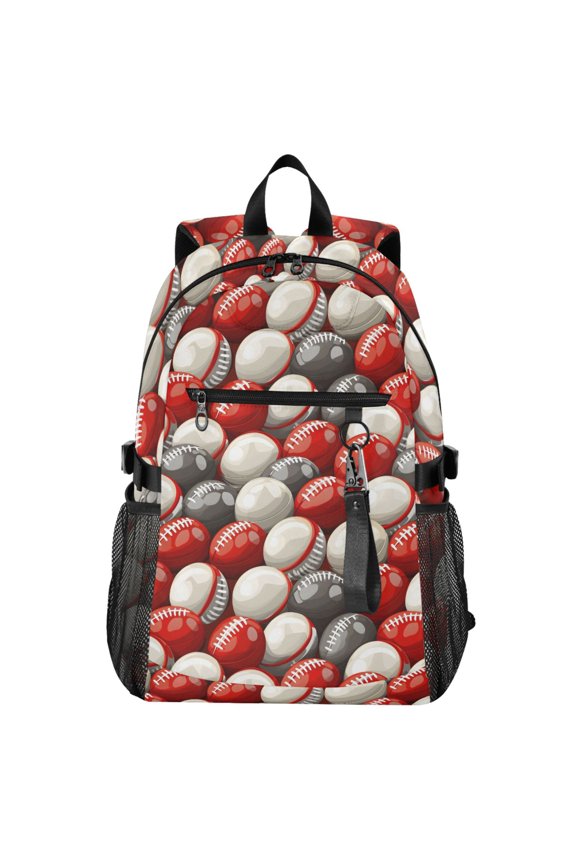 Football Rugby Balls Pattern School Backpack Travel Laptop Bag College Bookbag Casual Daypack for Women Men