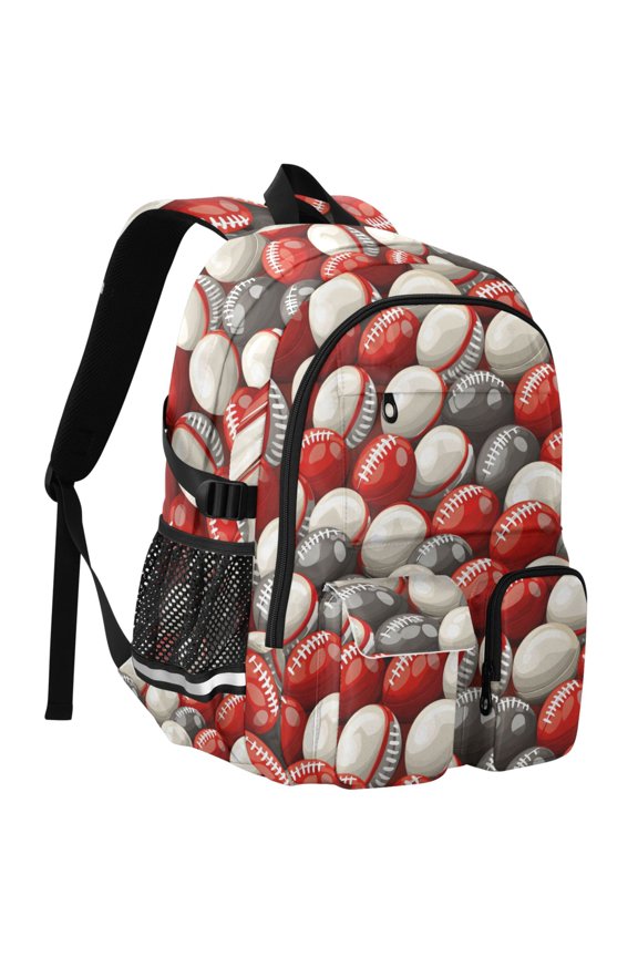 Football Rugby Balls Print Student Backpack School Bookbag Large Laptop Daypack Travel Bag