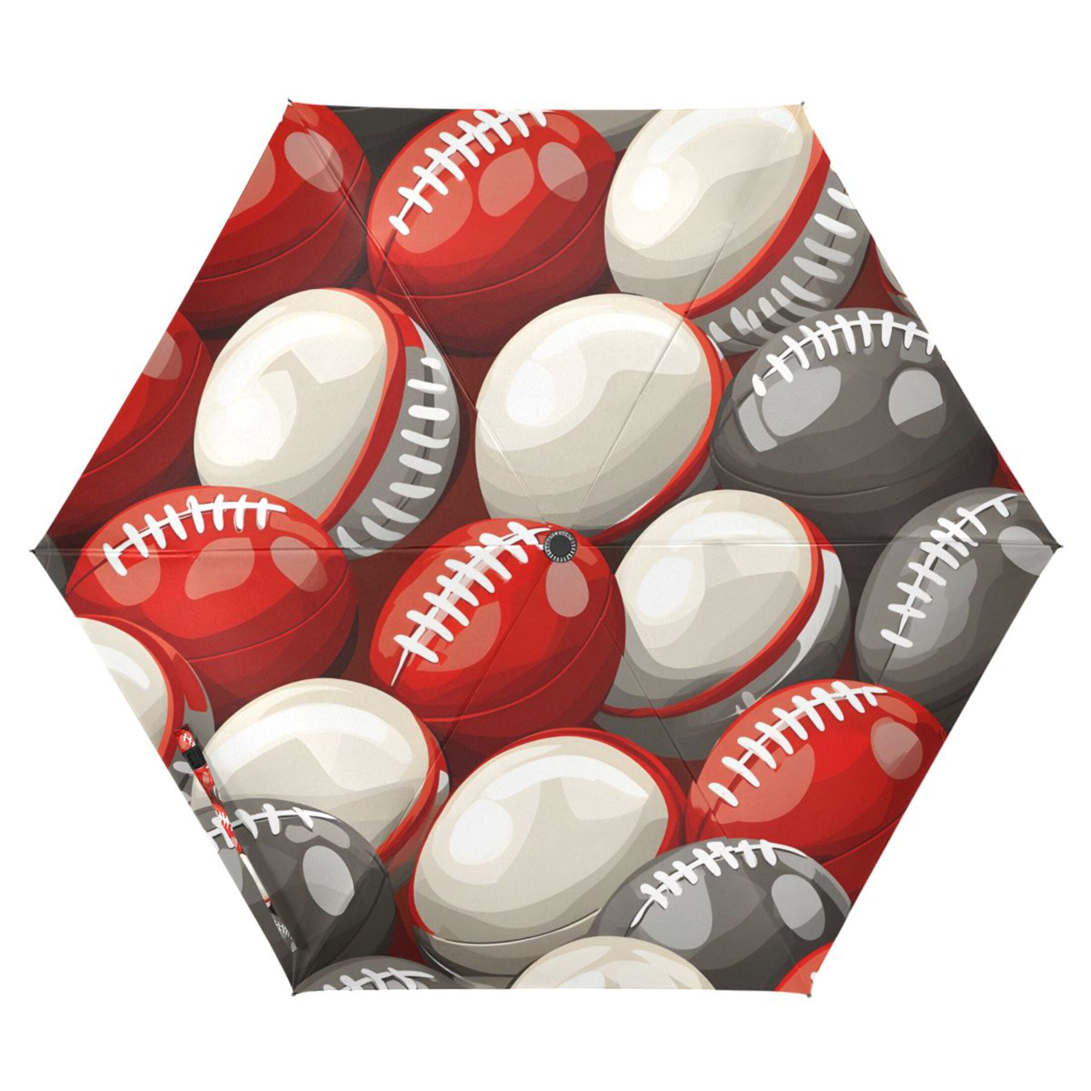 ALAZA Football Rugby Balls UPF 50+ Compact Folding Umbrella for Rain Travel Umbrella Packable