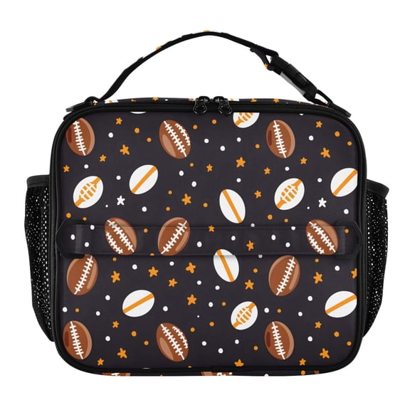 ALAZA Football Rugby Stars Lunch Box Insulated Lunch Bag Cooler Tote with Shoulder Strap