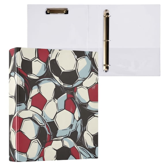 ALAZA Football Soccer Ball Hardcover 3 Ring Binder 1.5" Round Rings Interior Pockets Binders Organizer 1 Pack