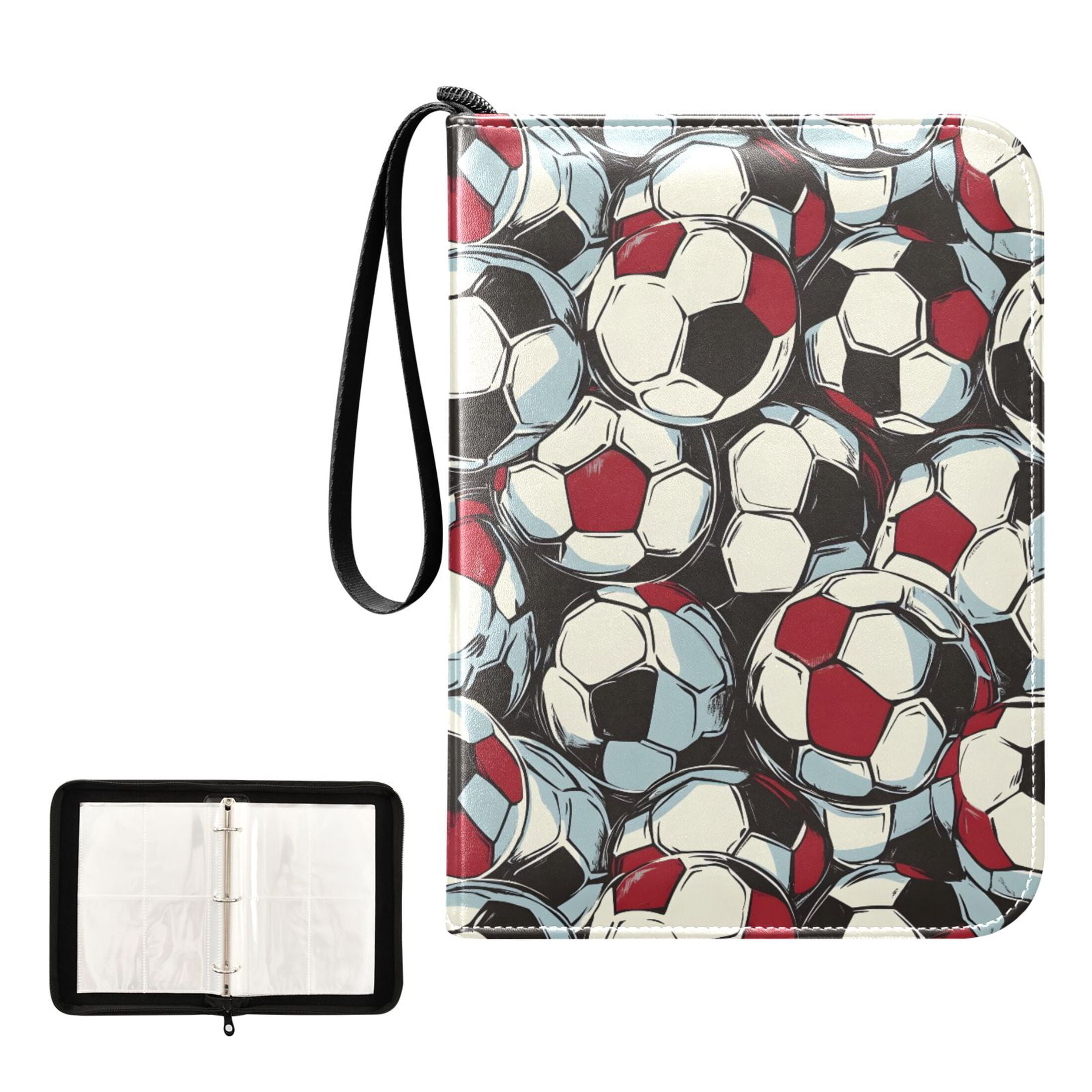 ALAZA Football Soccer Ball Trading Card Binder 4 Pocket Cards Collection Album 400 Folder Holder