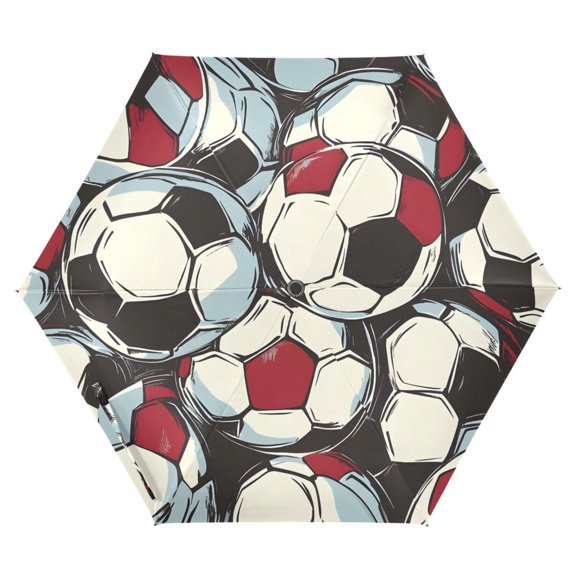 ALAZA Football Soccer Ball UPF 50+ Compact Folding Umbrella for Rain Travel Umbrella Packable