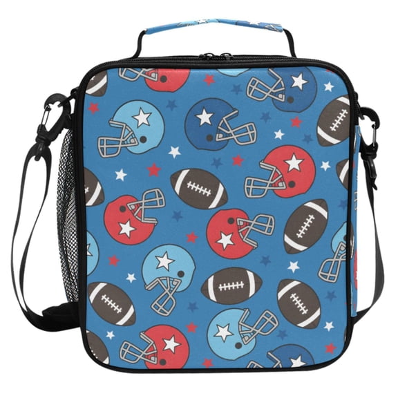 ALAZA Football Star Helmet Lunch Box Insulated Cooler Lunch Bag with Shoulder Strap Meal Prep Tote
