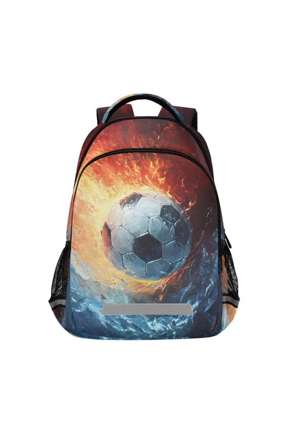 Football Water Fire Backpack Elementary School Bag Bookbag Travel Rucksack