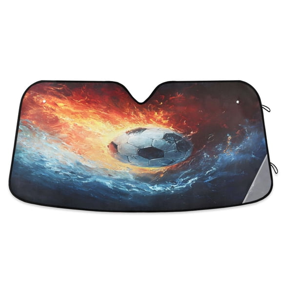 ALAZA Football Water Fire Windshield Sun Shade Car Foldable Visor Block UV Rays Protector 53"x23.5"